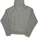 Vintage Champion Spellout Hoodie - Medium Grey Cotton