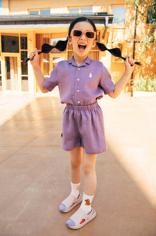 Girl's linen shorts - Purple