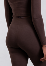 Organic Cotton Flared Leggings, Hot Fudge