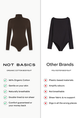 Organic Cotton Long Sleeve Roll-Neck Bodysuit, Hot Fudge