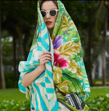 Anyyou 100% Mulberry Silk Avocado Green Long Scarf for Women Luxury Beach Shawl Swimwear Cover-Up Pashmina Wrap Foulard