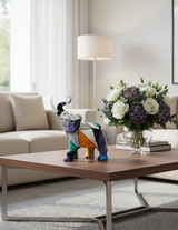 ANYHOUZ Medium Abstract with Geometric Graffiti Elephant Sculpture Figurine – Realistic Statue Ornament for Modern Home Decor