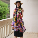Anyyou 100% Mulberry Silk Multicolor Scarf Women Luxury Long Shawl – Beach Wear, Swimwear Cover Up, Pashmina Foulard Fashion Accessory