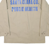 Mens Beige Cotton Blend Casual Button Jacket L Plain Santa Clara Public Health
