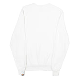 ELLESSE Womens White Sweatshirt Crew Neck UK 8 Cotton Blend Pullover Casual