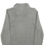 POLO RALPH LAUREN Womens Grey Navy & Red Patterned Cotton Jumper Zip Up Cable