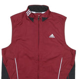 ADIDAS Mens Maroon & Black Sports Vest Jacket M Polyester Blend Zip Athletic