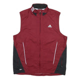ADIDAS Mens Maroon & Black Sports Vest Jacket M Polyester Blend Zip Athletic
