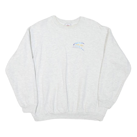 HANES Mens Light Grey Crew Neck L Cotton Blend Casual Sweatshirt Pullover