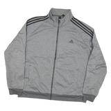 ADIDAS Mens Grey & Black Track Jacket XL Polyester Blend Zip Athletic Style