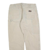 DICKIES Mens Regular Beige Cotton Blend Trousers W36 L32 Workwear Straight Fit
