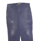 CARHARTT Mens Relaxed Fit Blue Cotton Blend Trousers W36 L30 Workwear Casual