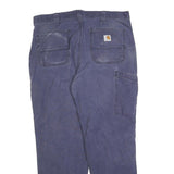 CARHARTT Mens Relaxed Fit Blue Cotton Blend Trousers W36 L30 Workwear Casual