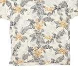 NAUTICA Mens Cream & Grey Floral Print 2XL Cotton Blend Short Sleeve Polo Shirt
