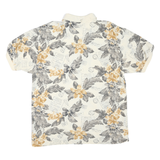 NAUTICA Mens Cream & Grey Floral Print 2XL Cotton Blend Short Sleeve Polo Shirt