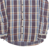 Mens Blue Brown & Beige Check Relaxed Fit Cotton Blend Shirt L Classic Button-Up