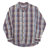 Mens Blue Brown & Beige Check Relaxed Fit Cotton Blend Shirt L Classic Button-Up
