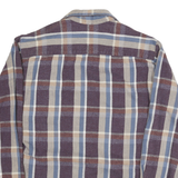 Mens Blue Brown & Beige Check Relaxed Fit Cotton Blend Shirt L Classic Button-Up