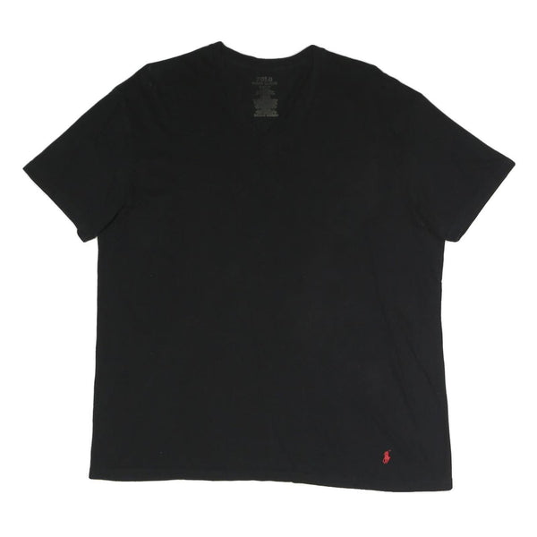 POLO RALPH LAUREN Mens Black V-Neck T-Shirt XL Cotton Blend Classic Fit
