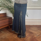 Jete Maxi Denim Skirt - 28W UK 8 Blue Cotton Blend