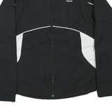 REEBOK Womens Black & White Sports Zip Jacket L Polyester Plain Activewear