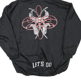 LET'S GO Mens Black Polyester Blend Zip Jacket 3XL Lightweight Graphic Print