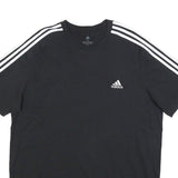 ADIDAS Mens Black T-Shirt XL Short Sleeve Crew Neck Three Stripe Classic