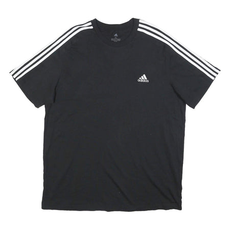 ADIDAS Mens Black T-Shirt XL Short Sleeve Crew Neck Three Stripe Classic