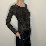 Unbranded Long Sleeve Top - Small Gold Nylon Blend