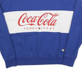 TOMMY JEANS Mens Blue & White Coca-Cola Crew Neck S Sweatshirt Embroidered Logo