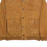 SCOUT Mens Brown Suede Button Jacket XL Soft Comfort Casual Bomber Pocket