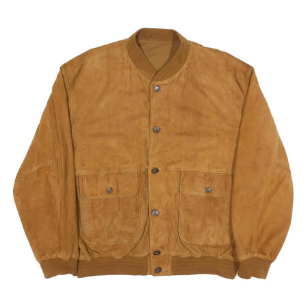 SCOUT Mens Brown Suede Button Jacket XL Soft Comfort Casual Bomber Pocket