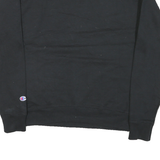 CHAMPION Mens Black Crew Neck M Logo Print Cotton Blend Sweatshirt