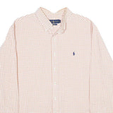 RALPH LAUREN Mens White & Orange Check Shirt 2XL Classic Cotton Button-Down