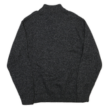 CHAPS Mens Black & Grey Patterned Jumper Half Zip Crew Neck Basic Knit XL Cotton