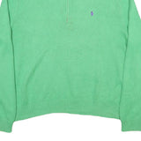 POLO RALPH LAUREN Mens Green Cotton Blend Patterned Half Zip Jumper 2XL Rib Knit