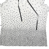 Womens White & Black Printed Sleeveless Ruffle Neck Top Size L Lightweight