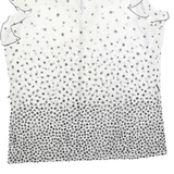 Womens White & Black Printed Sleeveless Ruffle Neck Top Size L Lightweight