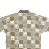 BLUE JEANS Mens Beige & Cream Check Short Sleeve Polo Shirt L Casual Polyester