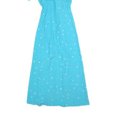 MONSOON Womens Blue Polka Dot Maxi Puffy Sleeve Dress Polyester Blend UK 12