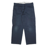 DICKIES Mens Cotton Blend Navy Relaxed Cargo Trousers W38 L30 Workwear Utility