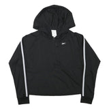 REEBOK Womens Black & White Hooded Jacket XS Polyester Blend Zip Casual