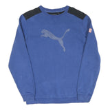 PUMA Mens Blue & Black Sweatshirt Crew Neck S Cotton Logo Graphic
