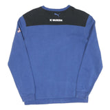 PUMA Mens Blue & Black Sweatshirt Crew Neck S Cotton Logo Graphic