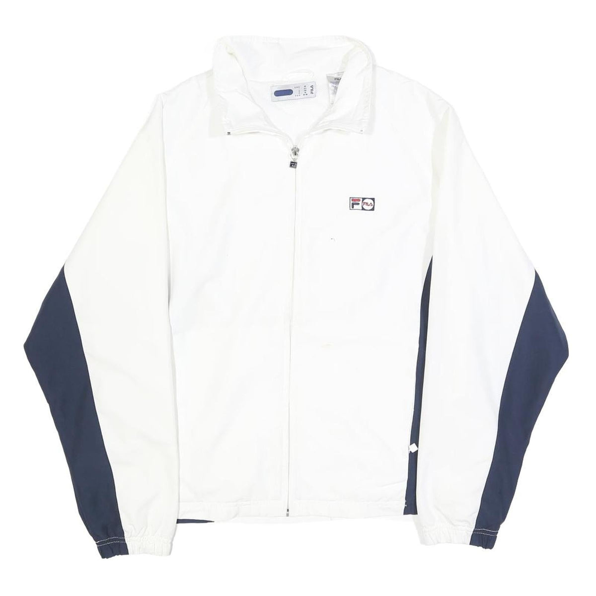 FILA Mens White & Navy Zip Jacket M Polyester Sport Casual 
