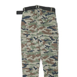 DENIM COLLECTION Womens Cotton Blend Camouflage Slim Leg Trousers W24 L27 Belted