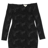 L'AGENCE Womens Black Cotton Blend Off The Shoulder Bodycon Dress Long Sleeve UK