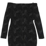 L'AGENCE Womens Black Cotton Blend Off The Shoulder Bodycon Dress Long Sleeve UK