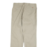 DICKIES Mens Cotton Blend Beige Regular Straight Trousers W36 L34 Workwear Zip