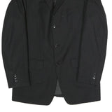 Mens Black Classic Jacket S Polyester Blend Plain Button Closure Formal